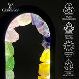 Gleneagles Mixed Minerals LED Lamp displaying dimmable LED lighting, USB power connection, and sleek oval crystal design.