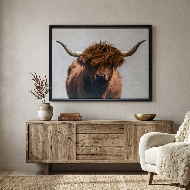 Gleneagles - Highland Cow - 3D Canvas Frame