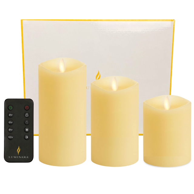 Luminara Flameless LED Ivory Candles Gift Set - 3pk & Remote