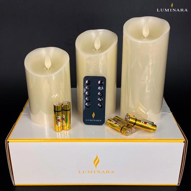 Luminara Flameless LED Ivory Candles Gift Set - 3pk & Remote