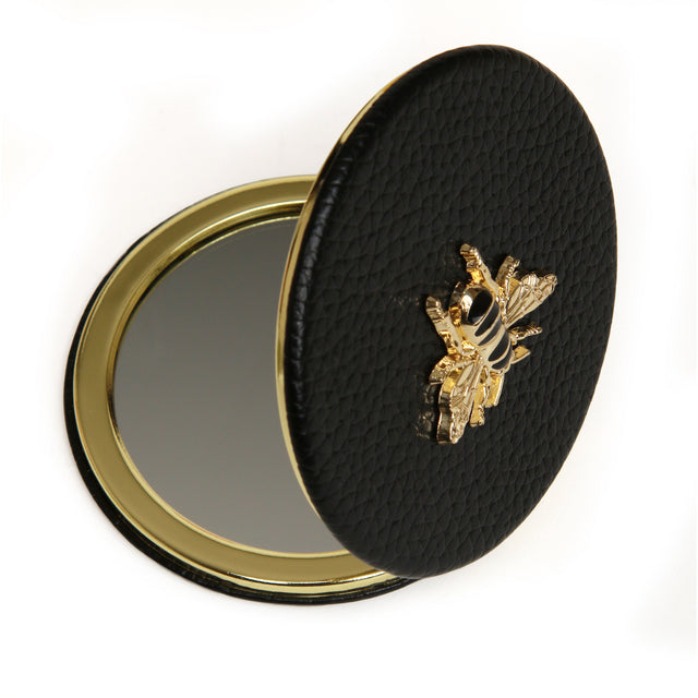Alice Wheeler Compact Round Mirror - Black