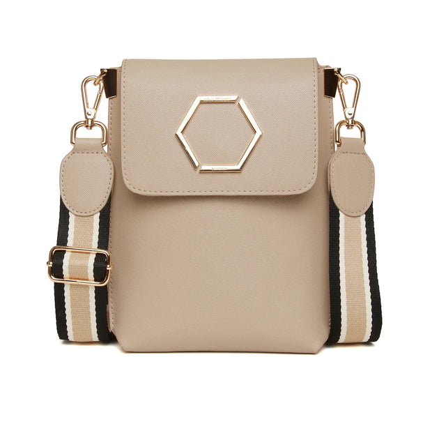 Alice Wheeler Brompton Honeycomb Cross Body Bag - Stone