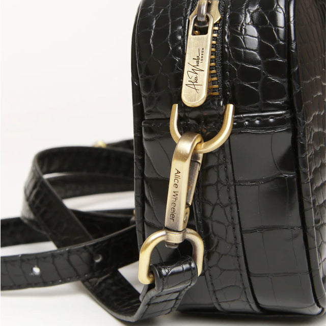 Alice Wheeler Mini Crossbody Bag - Black Croc