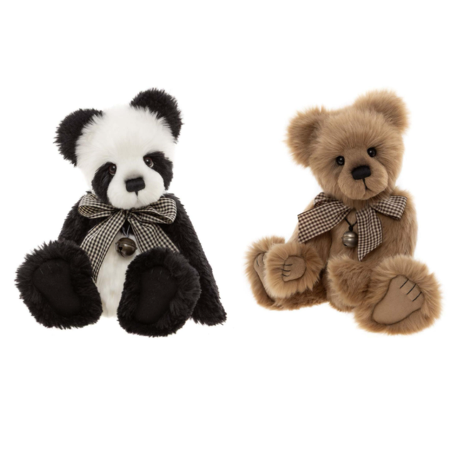 Bennett Bear and Cartwright Panda from the 2026 Plush Collection by Charlie Bear
