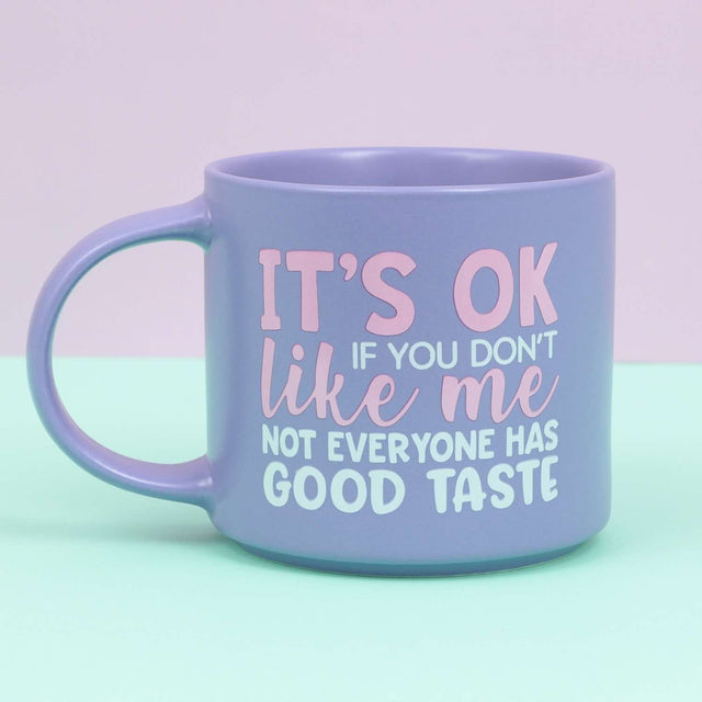 Splosh Cheeky Mug Good Taste – funny purple ceramic mug with witty quote, perfect gift for friends, coworkers or coffee lovers.