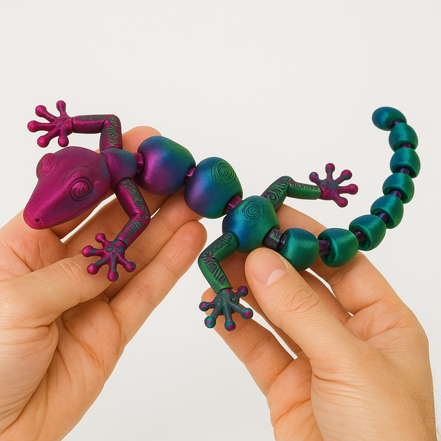 3D Printed Mini Gecko - Purple, Blue & Green