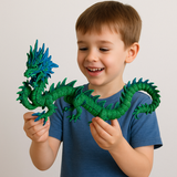 3D Printed Large Chinese Dragon - Blue & Green