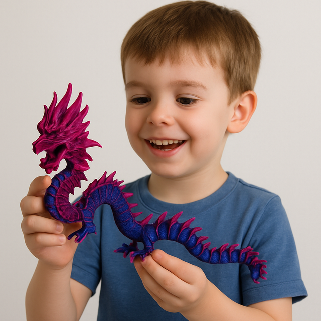 3D Printed Large Chinese Dragon - Purple & Blue