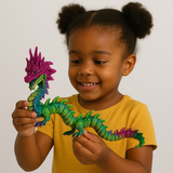 3D Printed Large Chinese Dragon - Purple, Blue & Green