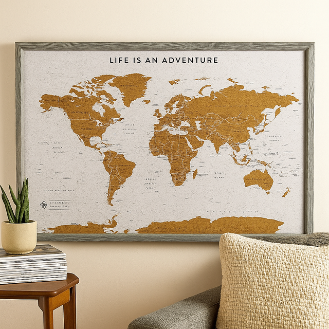 Splosh Travel Map - Grey World Map