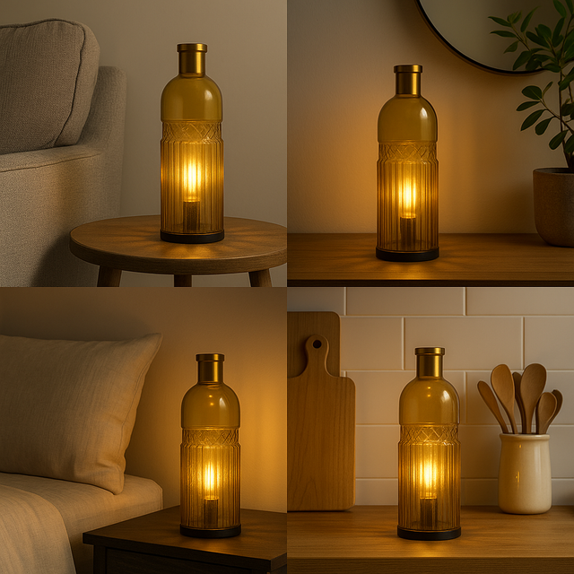 Vintage Large Lamp - Amber