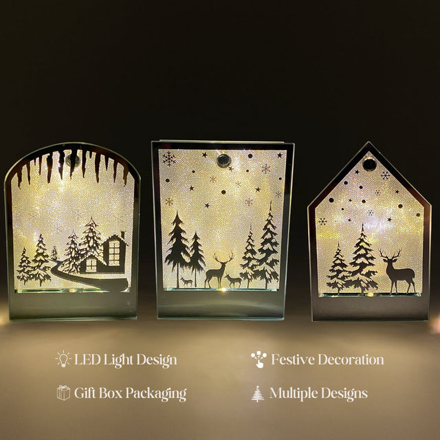 Gleneagles Shimmer Scapes Set Of 3 Glass LED Illuminations
