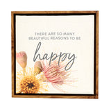 Splosh Flourish Happy Framed Canvas 34x34