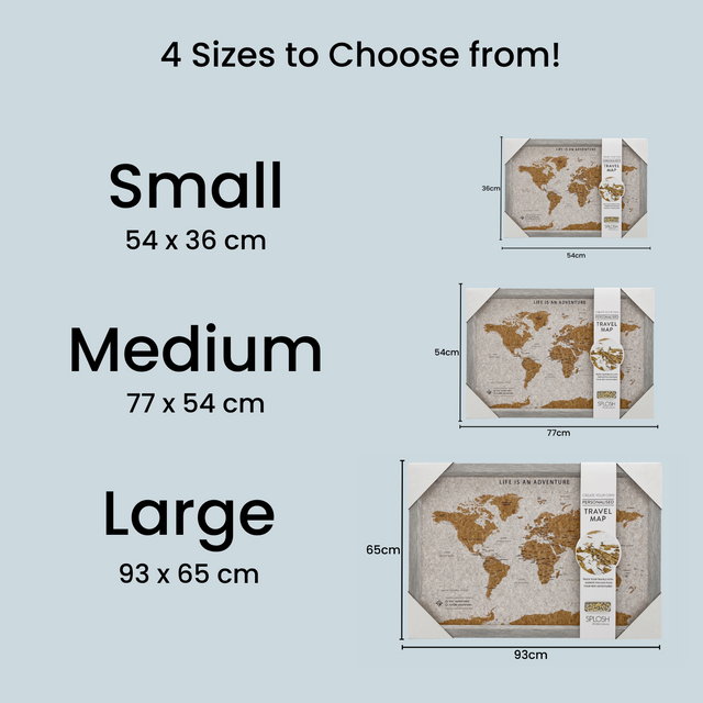 Splosh Travel Map - Grey World Map