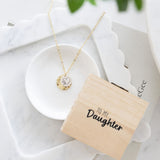 Splosh Heart & Soul Jewellery gift boxes arranged together on a styled surface, featuring the “To My Daughter” necklace alongside other sentimental designs.