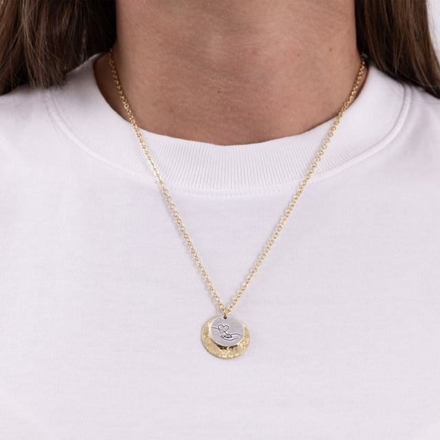 Model wearing the Splosh Heart & Soul gold-plated necklace – Close At Heart, showcasing its elegant minimalist chain and timeless everyday style.