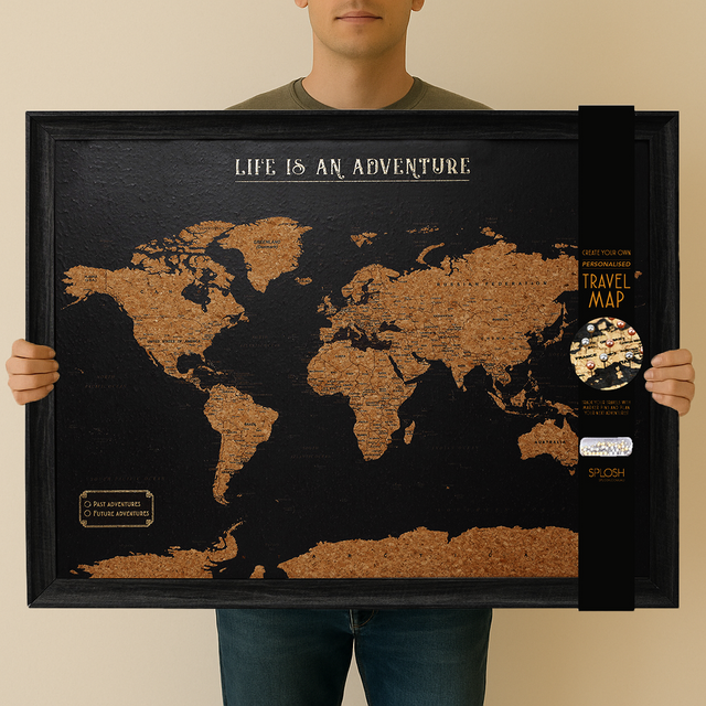 Splosh Travel Map - World Map - Large - Black