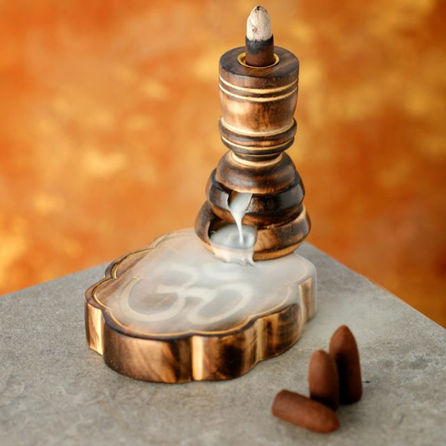 Backflow Incense Burner - Carved Mango Wood