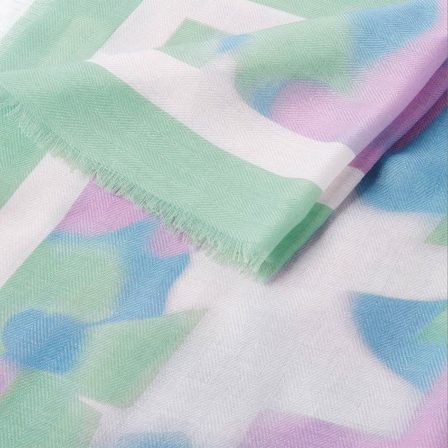 Katie Loxton Printed Scarf - Watercolour (Lilac/Sage/Off White)
