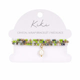 Kiki Green Oracle crystal jewellery wrap bracelet and necklace with pearl and crystal beads.