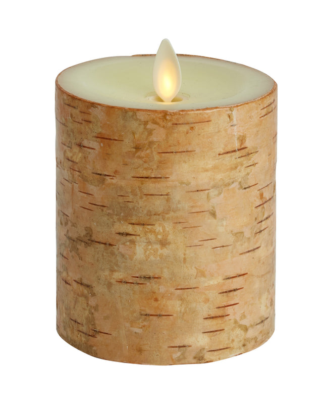 Luminara Indoor 4.0" x 5.9" Candle with Genuine Birch Finish
