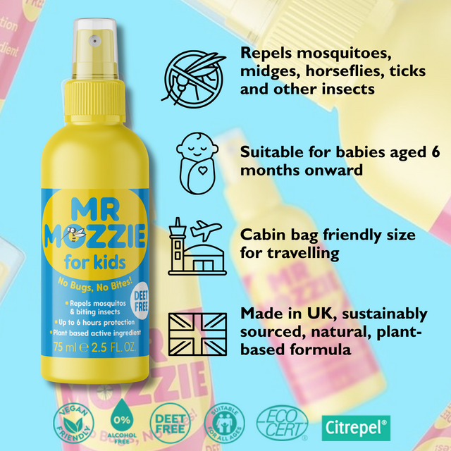 Mr Mozzie Kids Insect Repellent â€“ DEET-Free, Natural Mosquito Spray 75ml