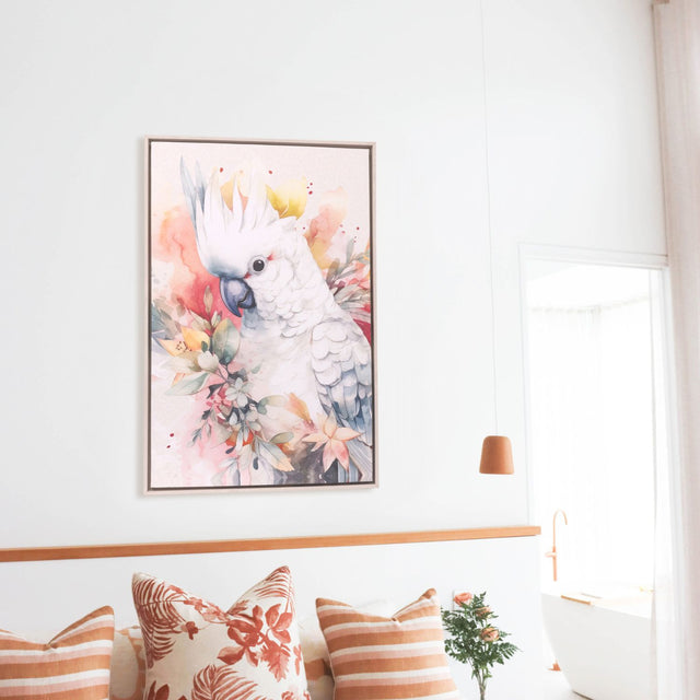 Splosh Cockatoo Framed Canvas 64x94 Native Blooms