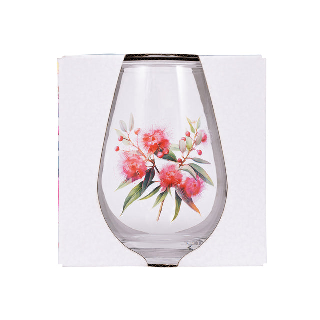 Splosh Red Floral Stemless Wine Glass Native Blooms