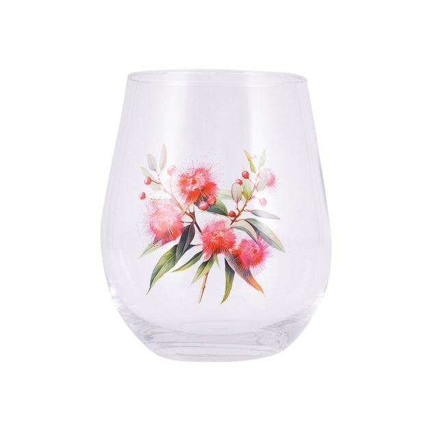 Splosh Red Floral Stemless Wine Glass Native Blooms