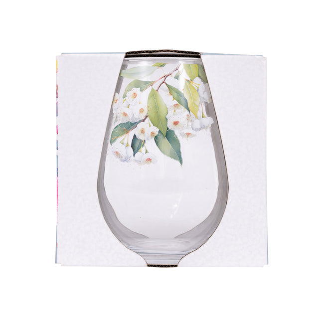 Splosh White Floral Stemless Wine Glass Native Blooms