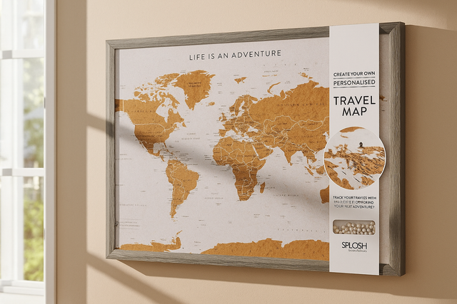Splosh Travel Map - World Map - Medium - Grey