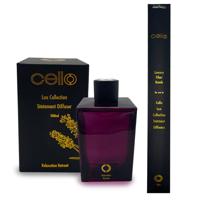 Cello Premium Reed Diffuser & 3 Wick Candle Set - Relaxation Retreat Set