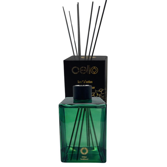 Cello Premium Reed Diffuser & 3 Wick Candle Set - Antique Sandalwood Set