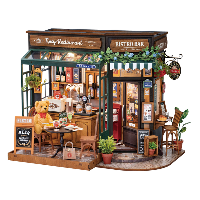 ROBOTIME Rolife Kits Tipsy Restaurant DIY Miniature House - DG167