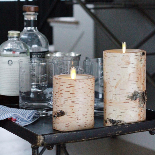 Luminara Indoor 4.0" x 4.0" Candle with Genuine Birch Finish