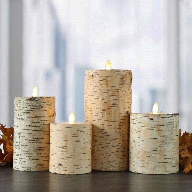 Luminara Indoor 4.0" x 4.0" Candle with Genuine Birch Finish