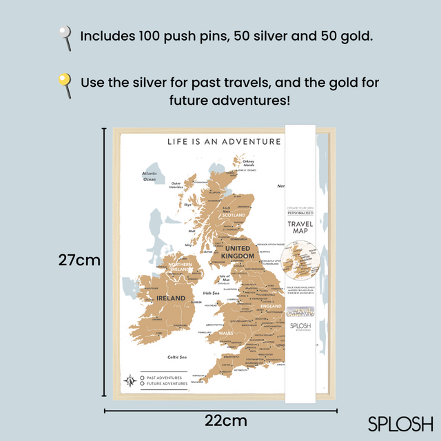 Splosh Travel Map - UK Map - Desk - White