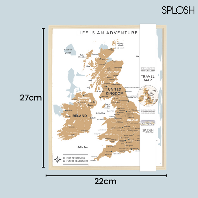 Splosh Travel Map - UK Map - Desk - White