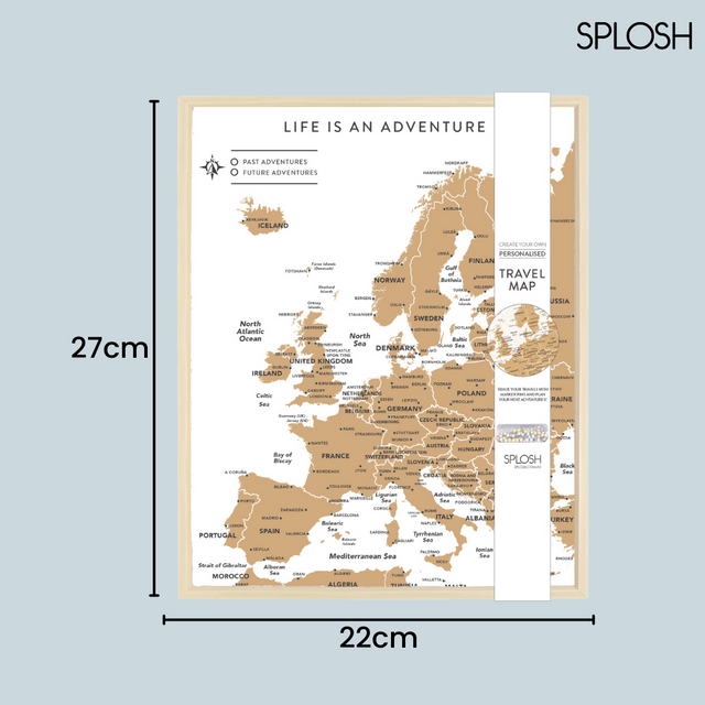Splosh Travel Map - Europe Map - Desk - White