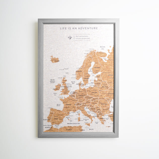 Splosh Travel Map - Europe Map - Small - Grey