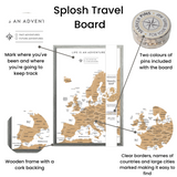 Splosh Travel Map - Europe Map - Small - Grey