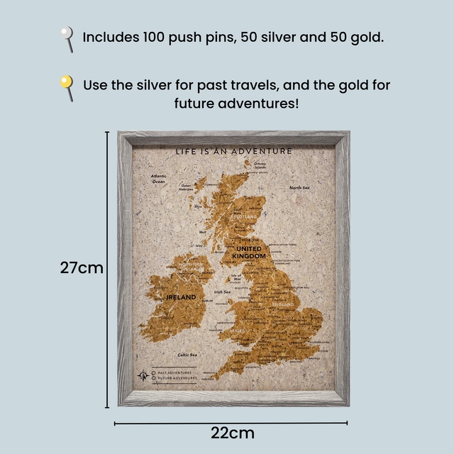 Splosh Travel Map - UK Map - Desk - Grey