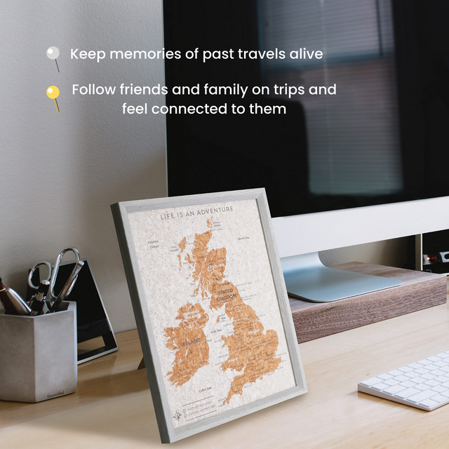 Splosh Travel Map - UK Map - Desk - Grey