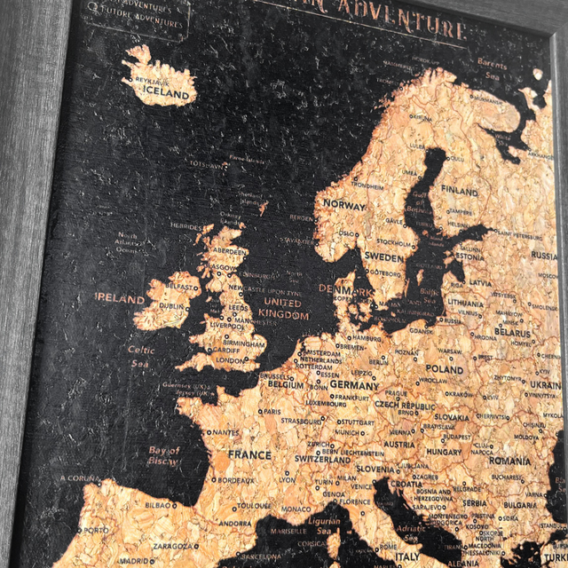 Splosh Travel Map - Europe Map - Desk - Black