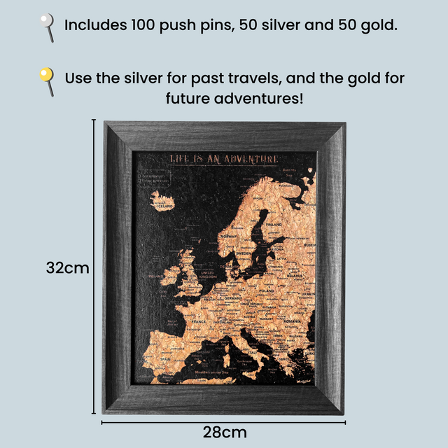 Splosh Travel Map - Europe Map - Desk - Black