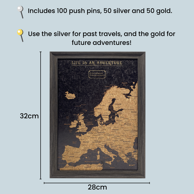 Splosh Travel Map - Europe Map - Small - Black