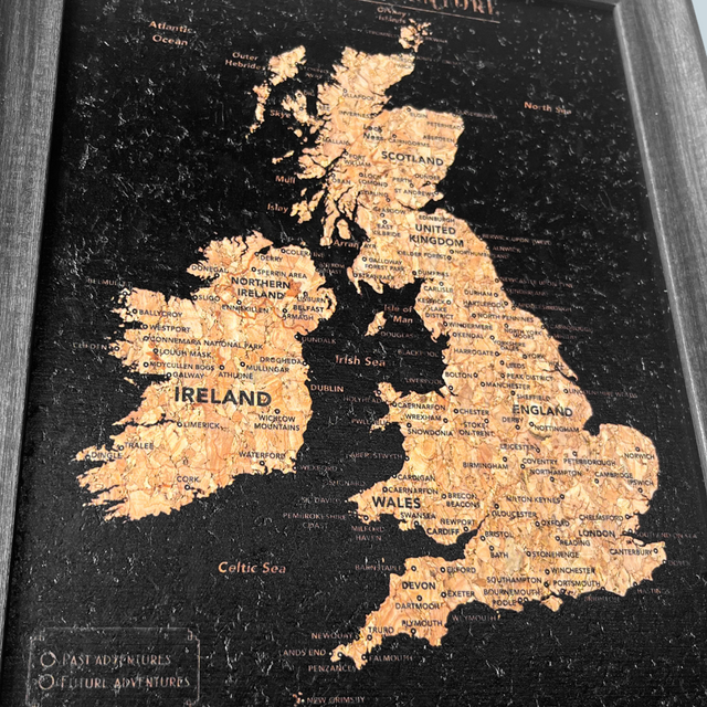 Splosh Travel Map - UK & Ireland Map - Desk - Black