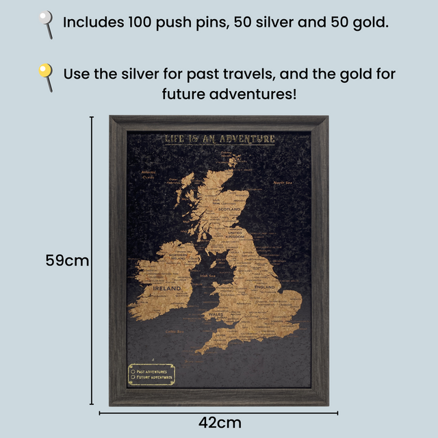 Splosh Travel Map - UK & Ireland Map - Small - Black