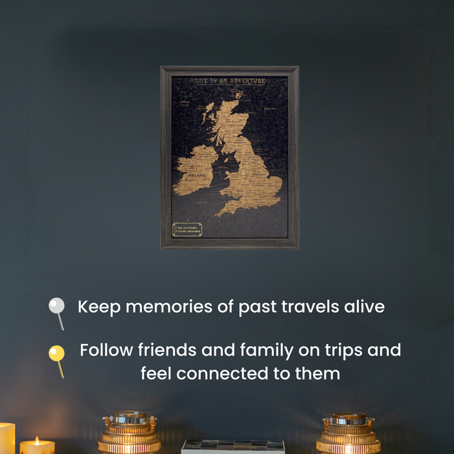 Splosh Travel Map - UK & Ireland Map - Small - Black