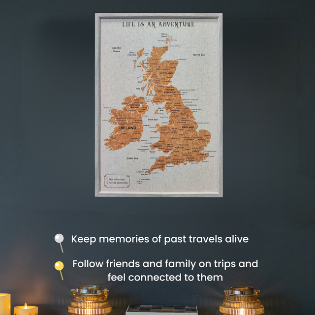 Splosh Travel Map - UK & Ireland Map - Large - Grey